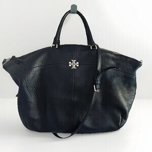 Tory Burch Ivy Slouchy Leather Satchel Bag Large Black Purse Handbag Strap $495